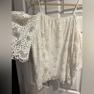 Vince Camuto white lace lined top